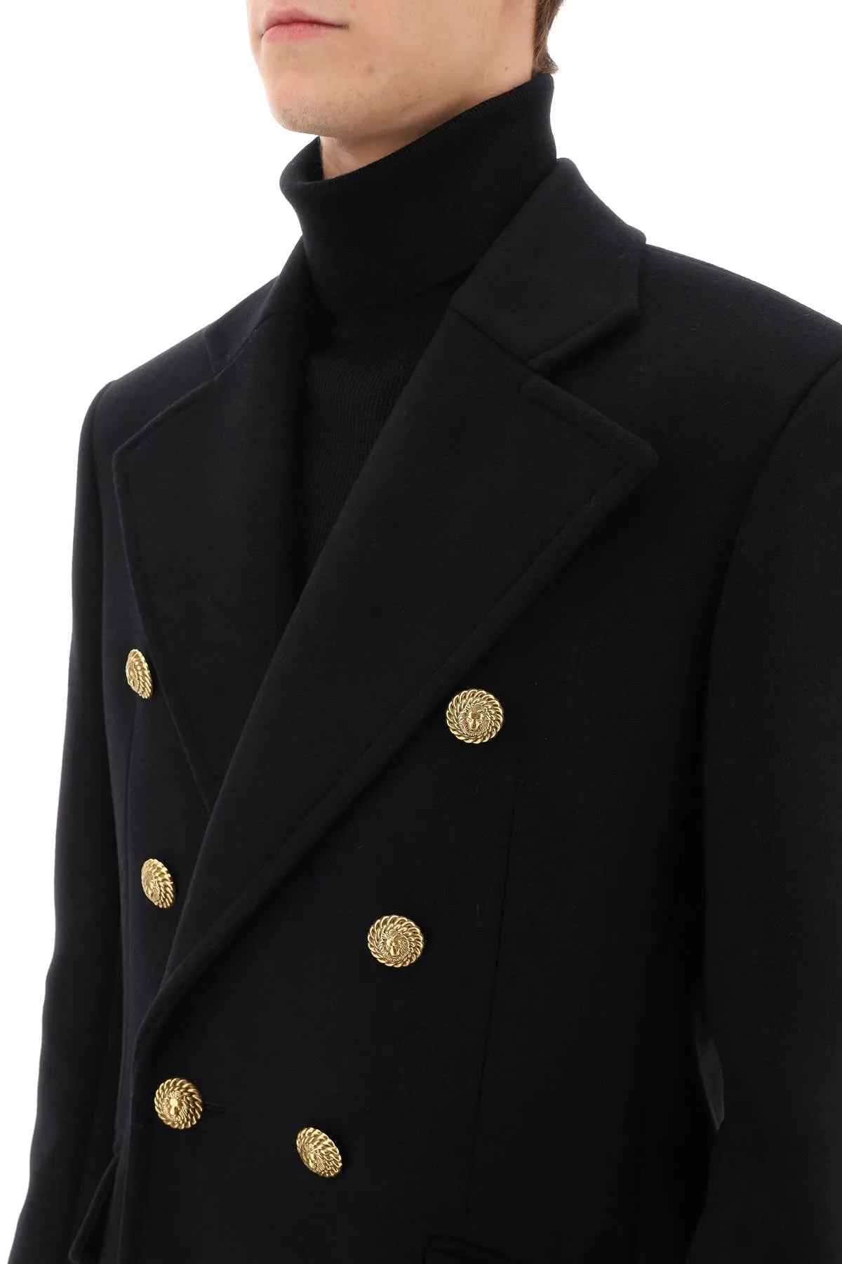 double-breasted wool peacoat