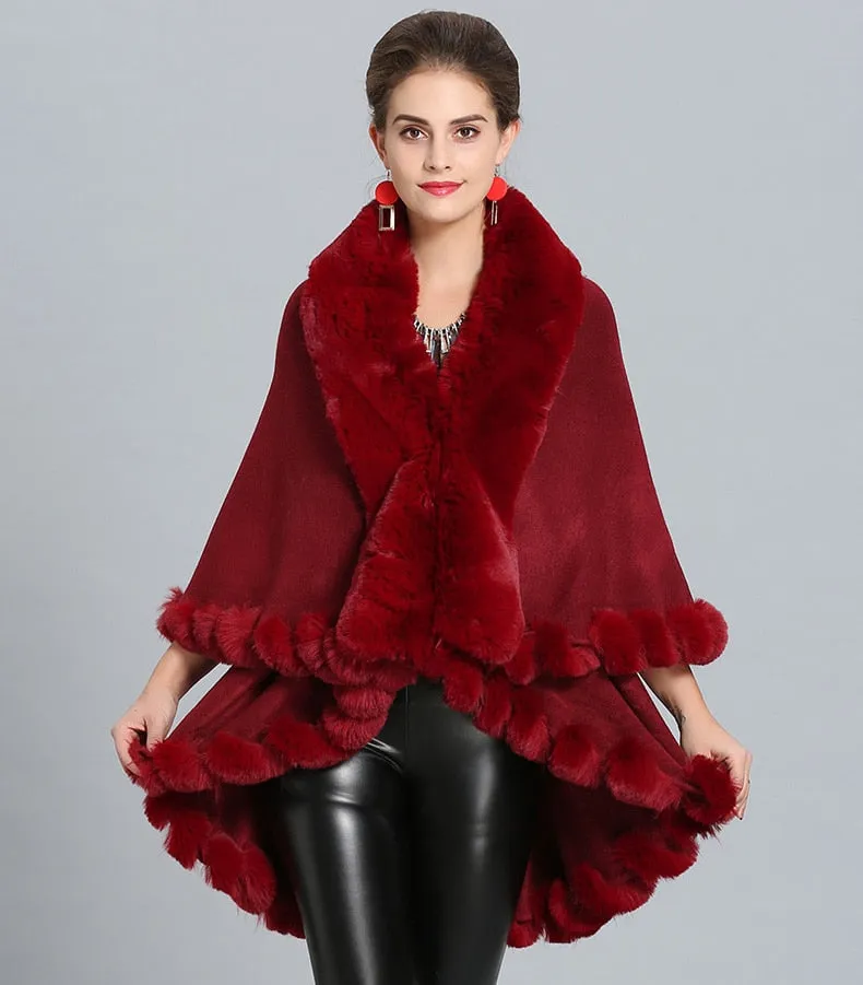 Double Layer Faux Fur Cape