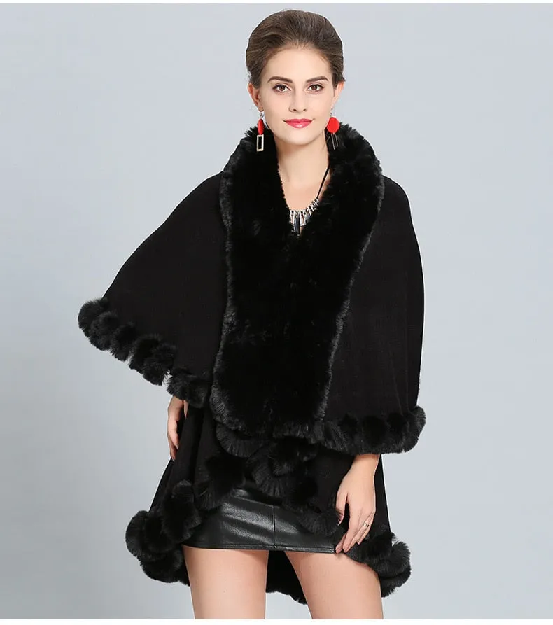 Double Layer Faux Fur Cape