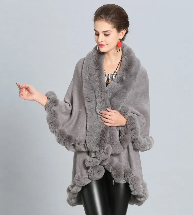 Double Layer Faux Fur Cape