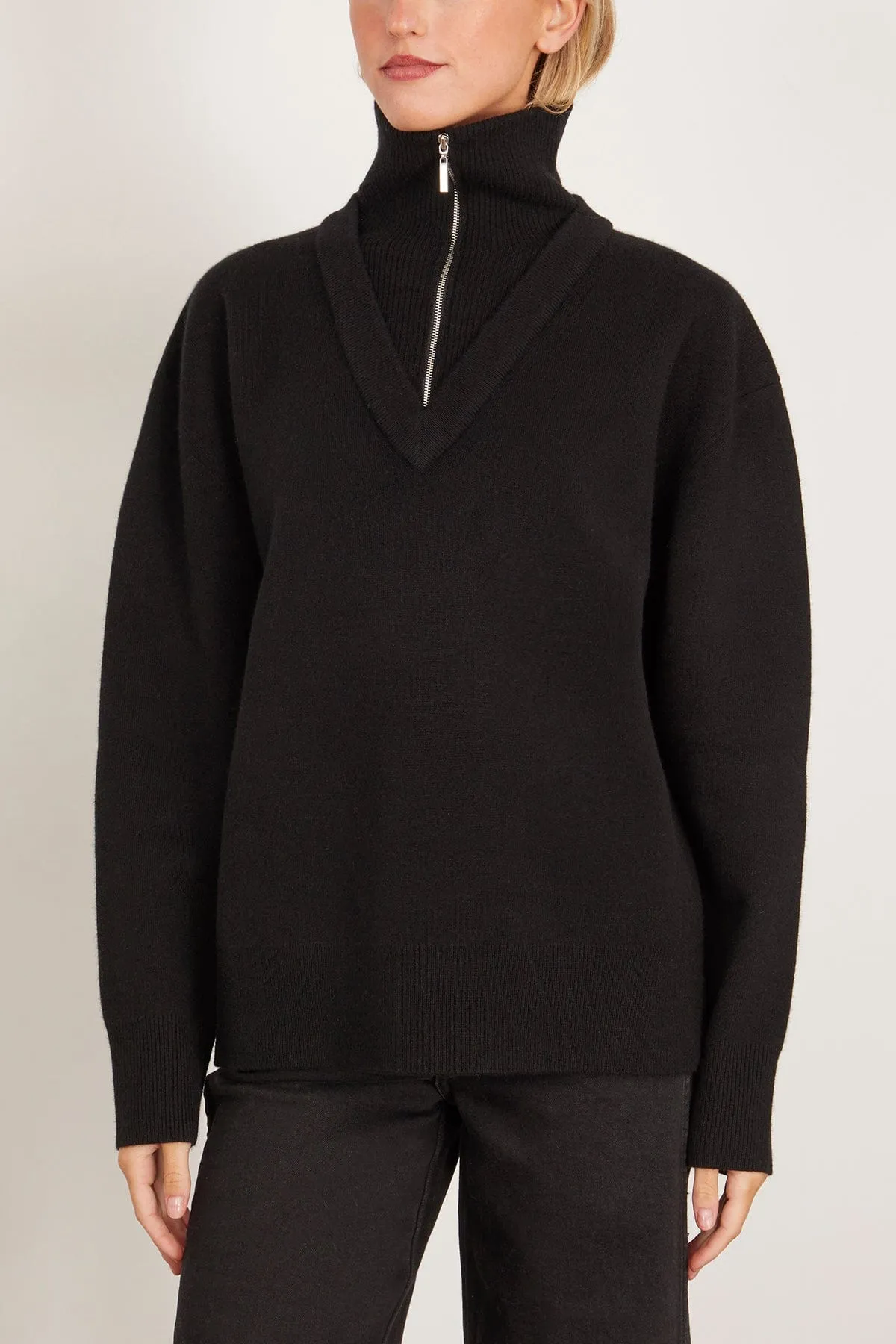 Double Layer Pullover in Black