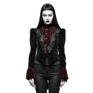 Elegant Embroidered Velvet Gothic Tailcoat Jacket