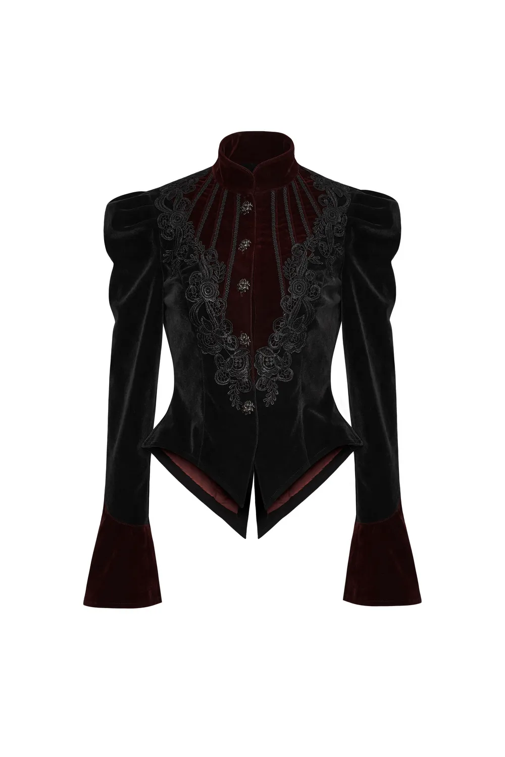 Elegant Embroidered Velvet Gothic Tailcoat Jacket