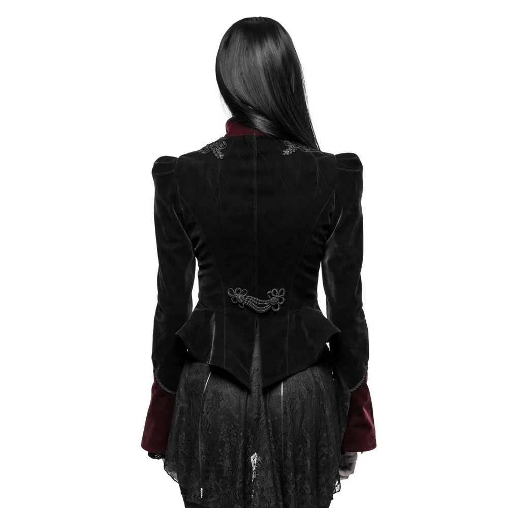 Elegant Embroidered Velvet Gothic Tailcoat Jacket