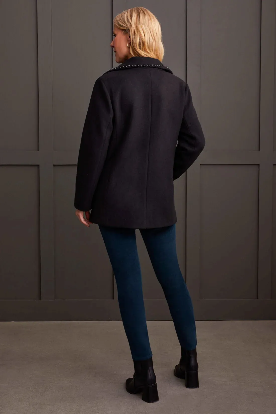 Embellished Double-Breasted Wool Peacoat