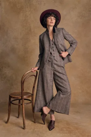 Enya Tweed Culottes - Plum Hacking Check