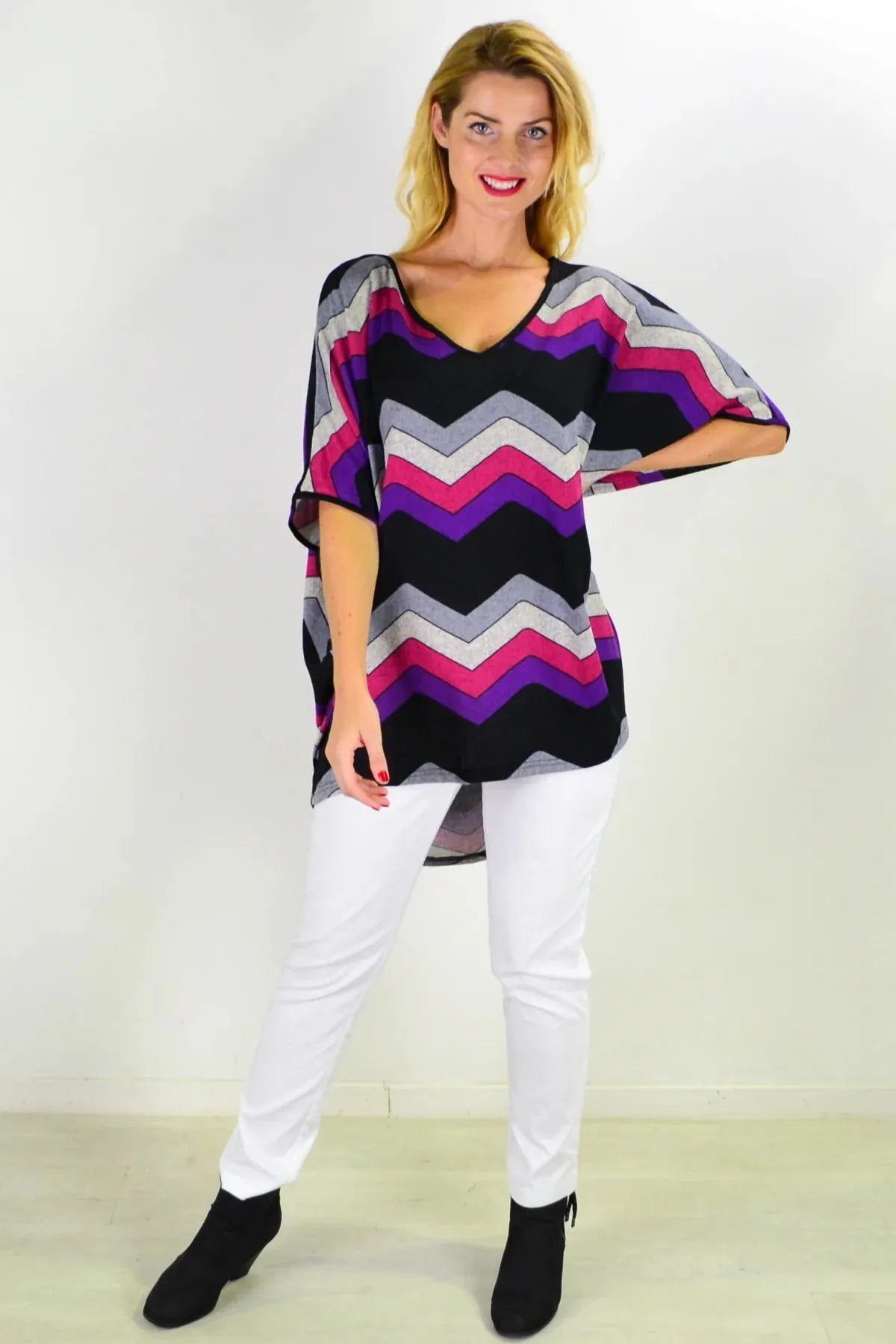 Fabulous Fleece Zig Zag knit Tunic Top