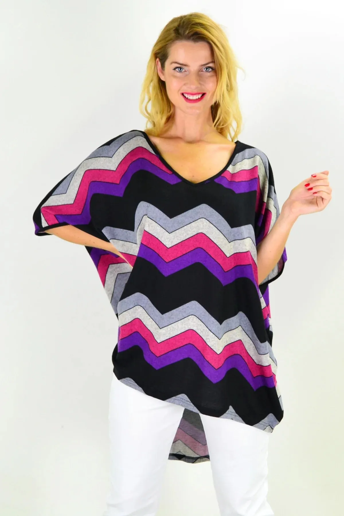 Fabulous Fleece Zig Zag knit Tunic Top