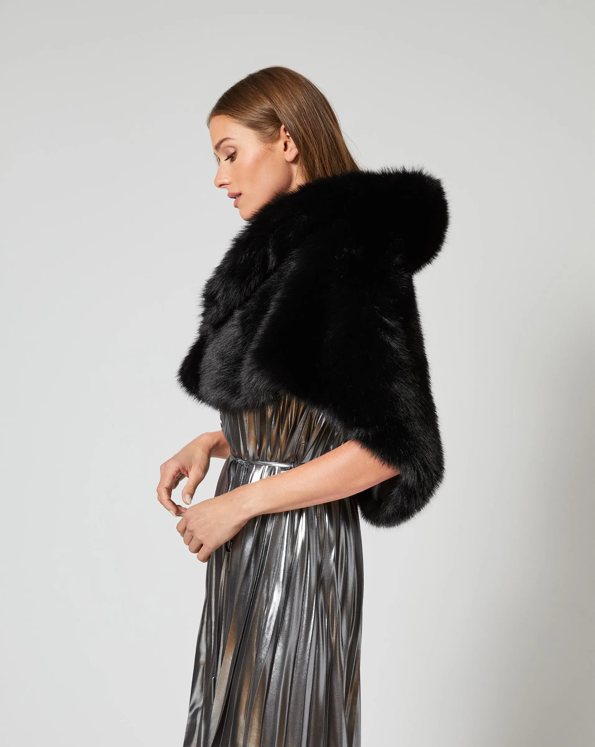 Faux Fox Fur Cape