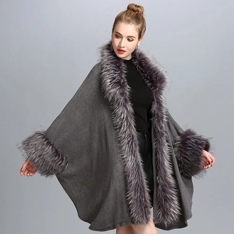 Faux Fur Cape Cape Women's Coat