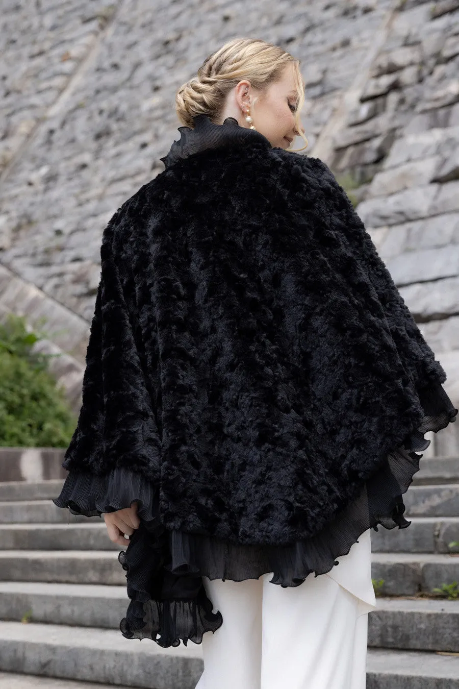 Faux Fur Cape Ruffled