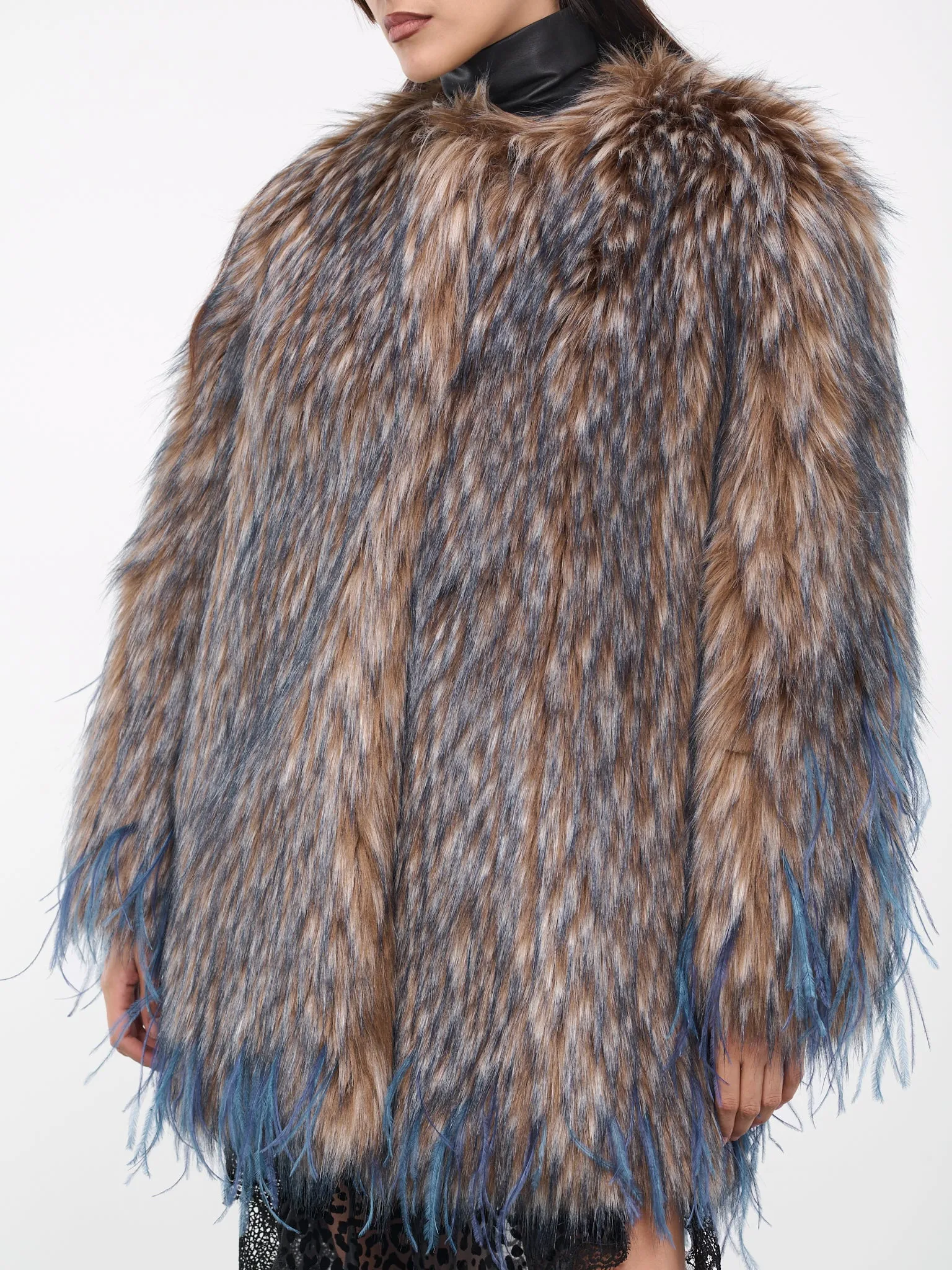 Faux Fur Feather Coat (RWR503-FY036-PURPLE)