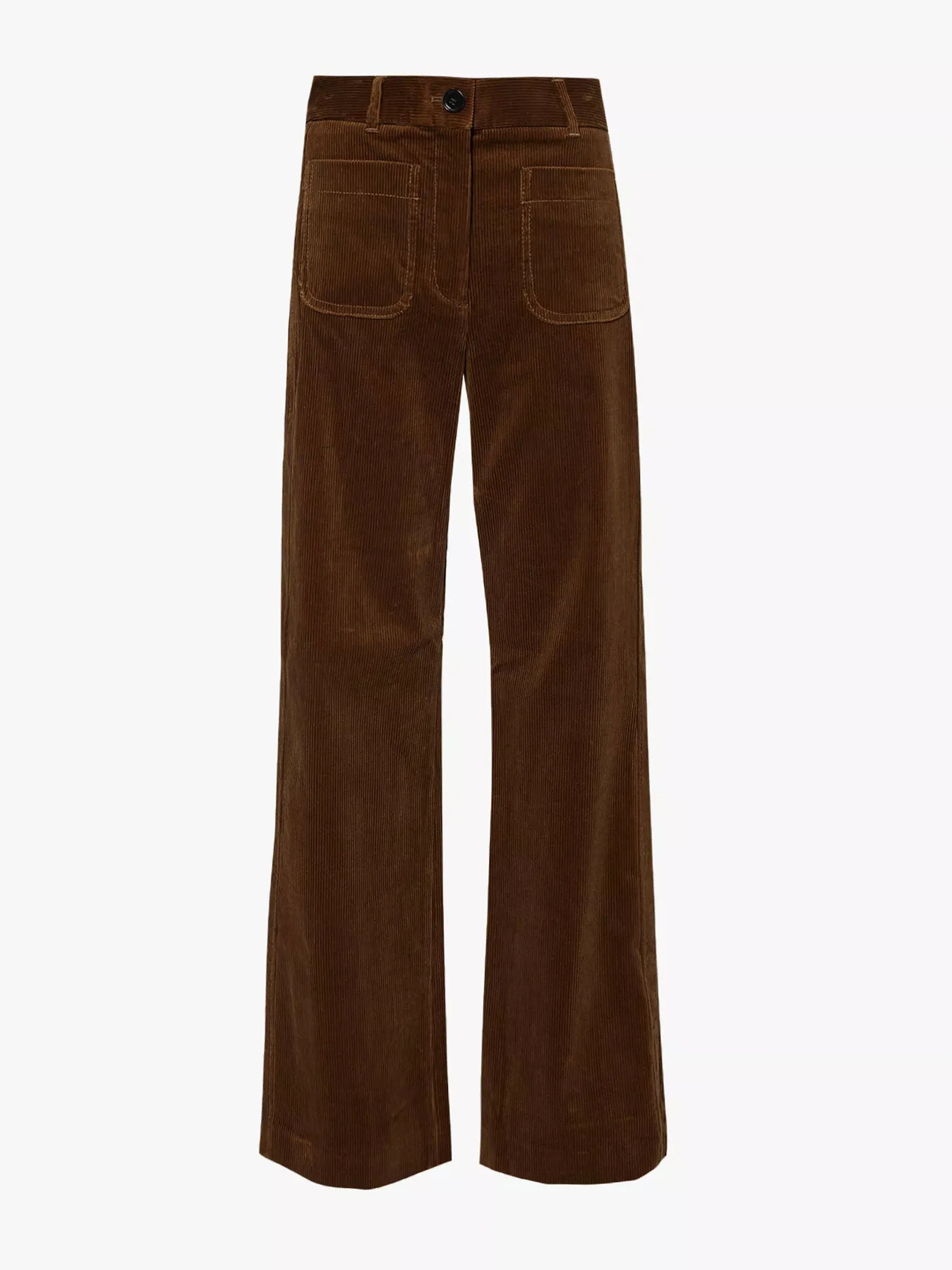 Flared high-rise cotton-corduroy trousers