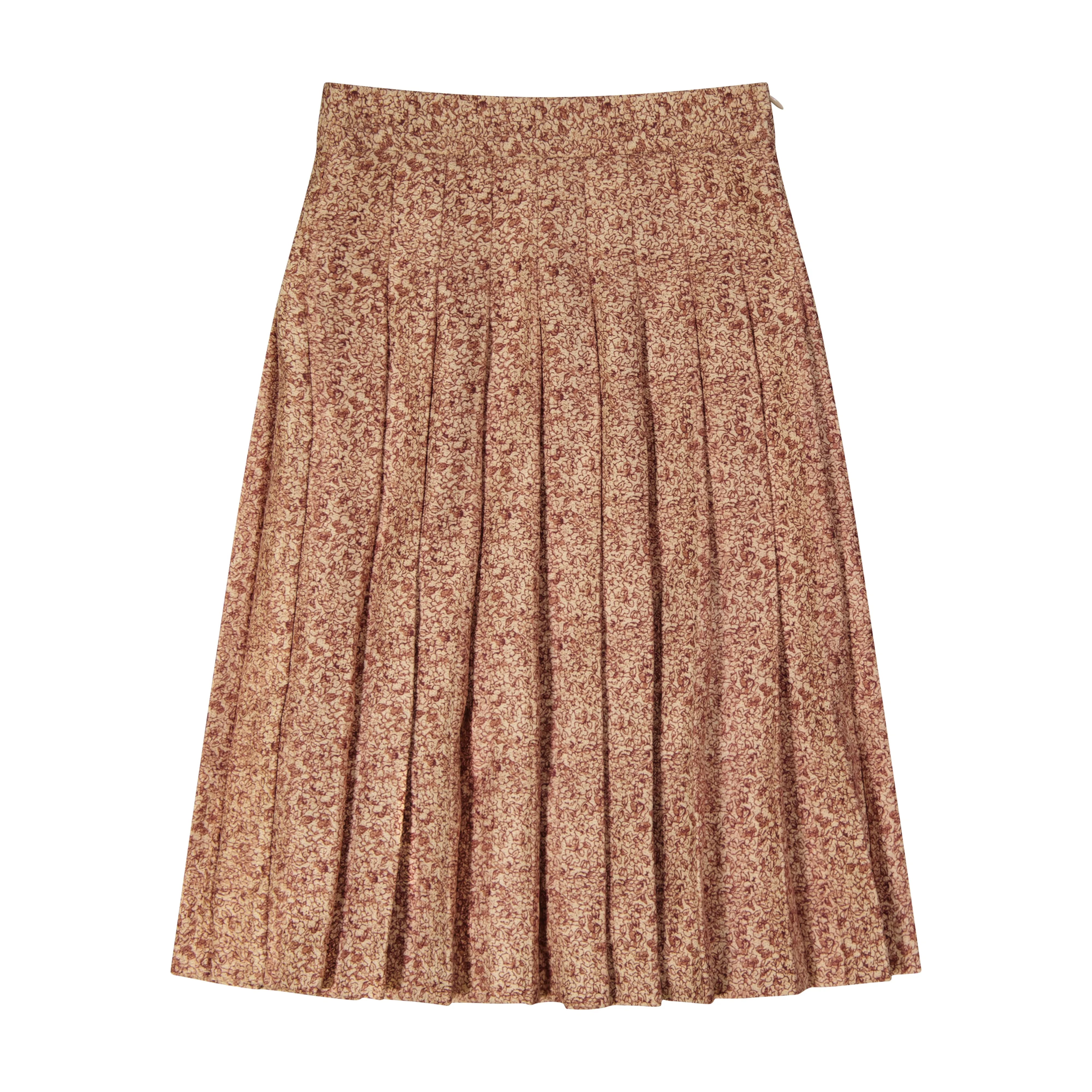 Floral Velvet Pleated Skirt