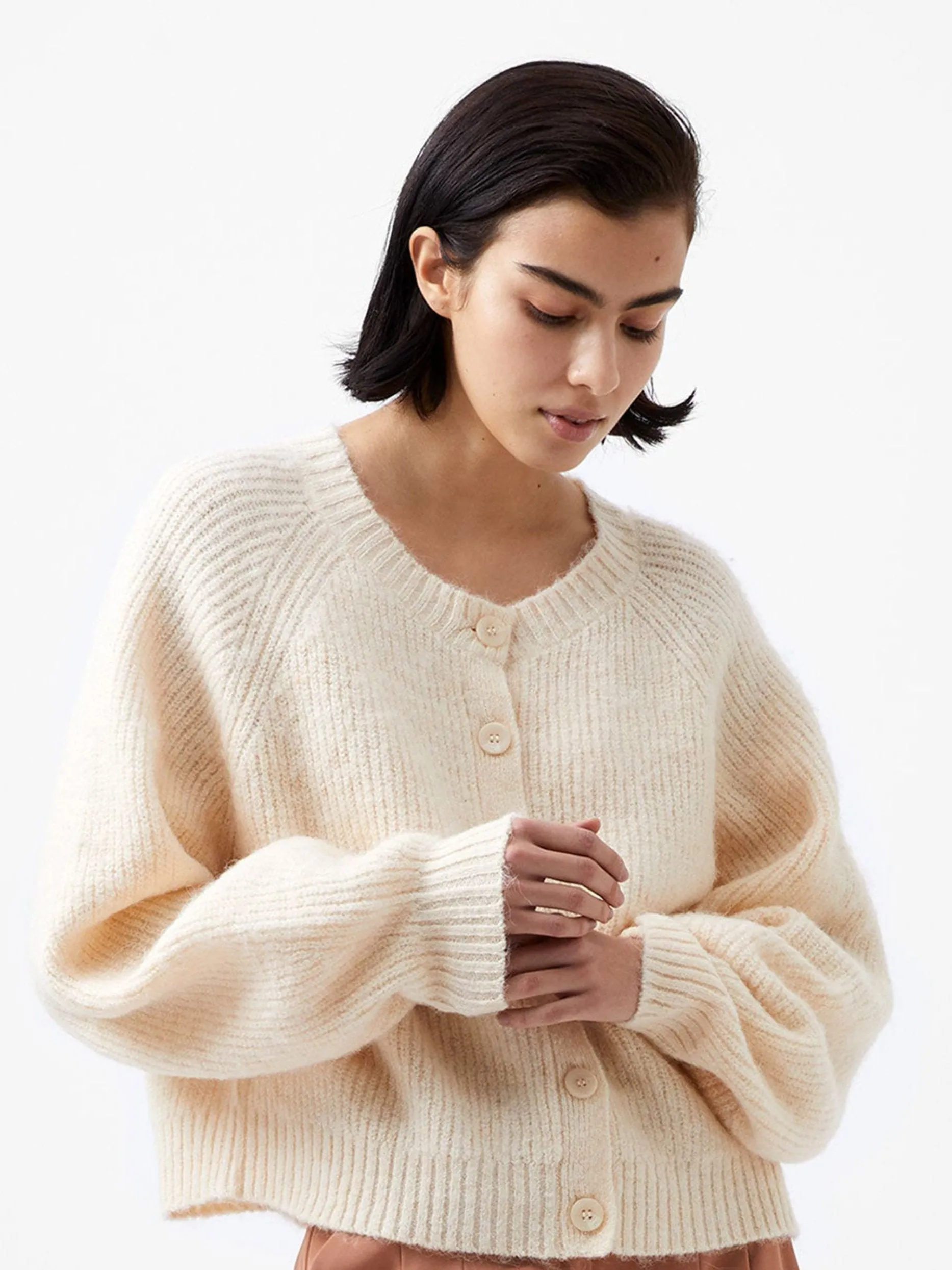 Fluffy Knit Chunky Rib Cardigan