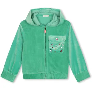 Girls Green Velvet Zip Up Hoodie