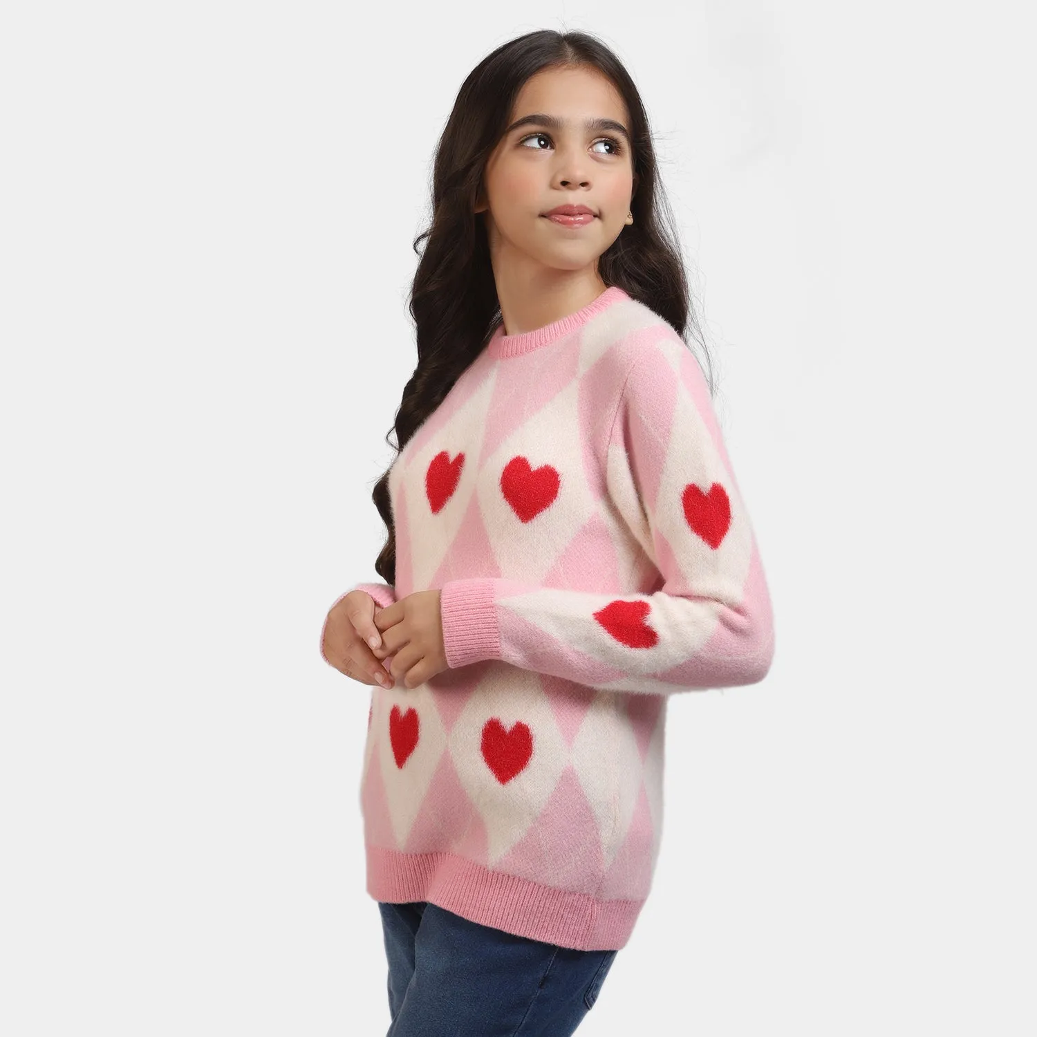 Girls Knitted Sweater -Pink