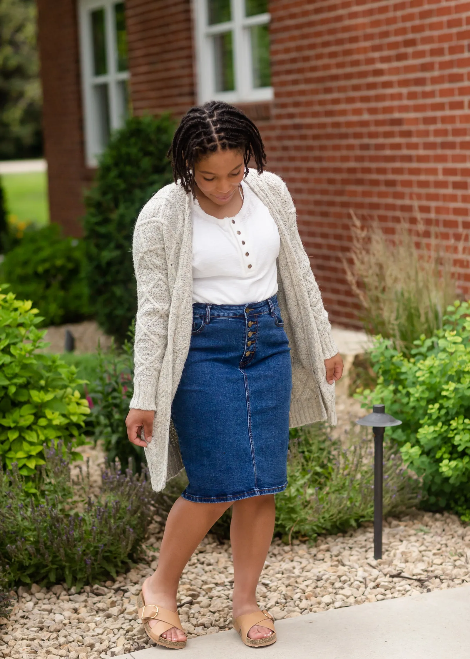 Gray Chunky Cable Knit Cardigan