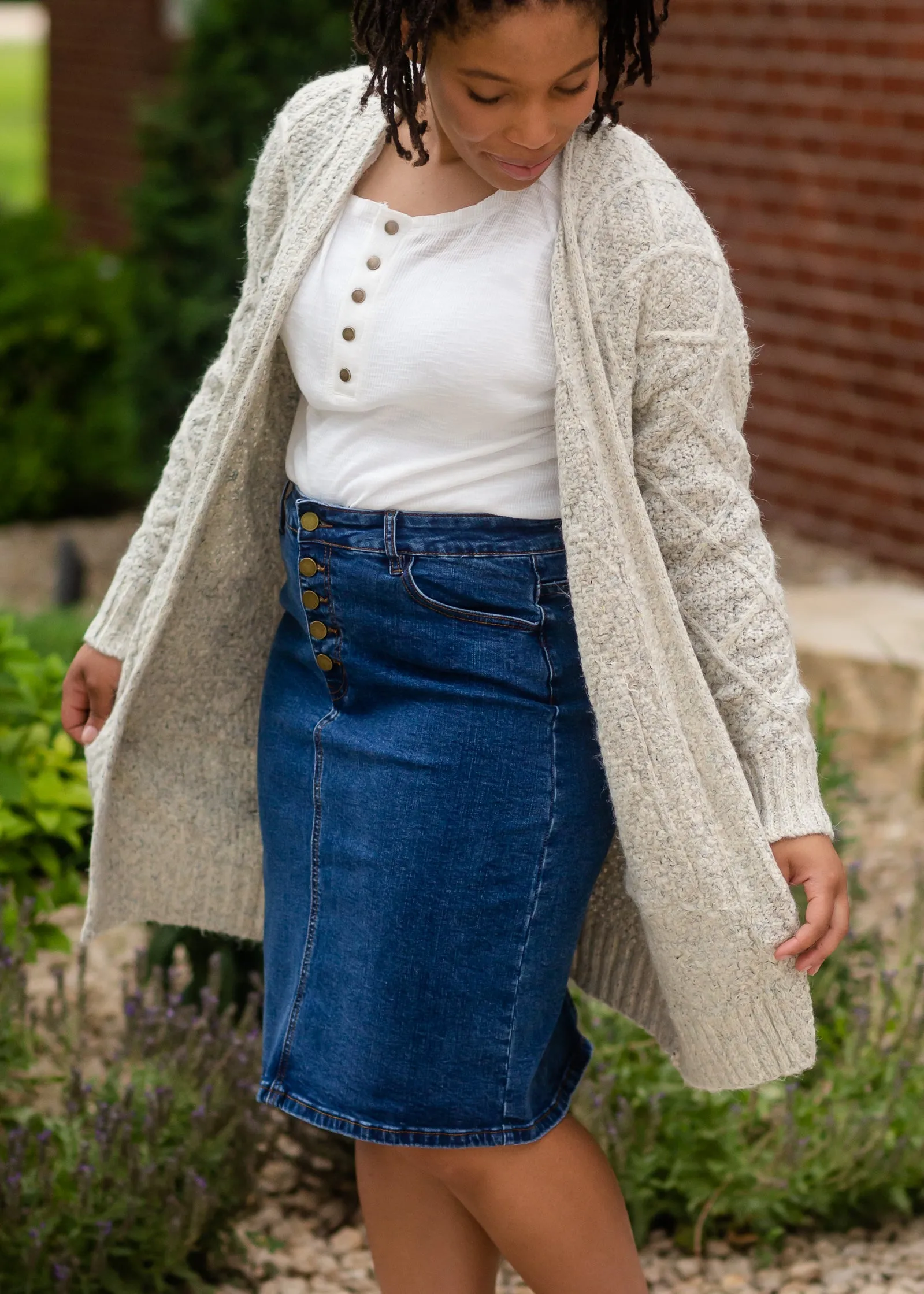 Gray Chunky Cable Knit Cardigan