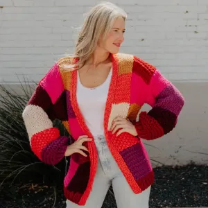 Handmade Chunky Color Block Cardigan