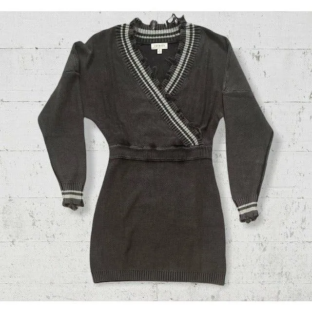 Isabella Varsity Distressed Sweater Dress