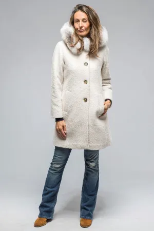 Ivana Wool Coat With Fur Lined Hood in Ivory