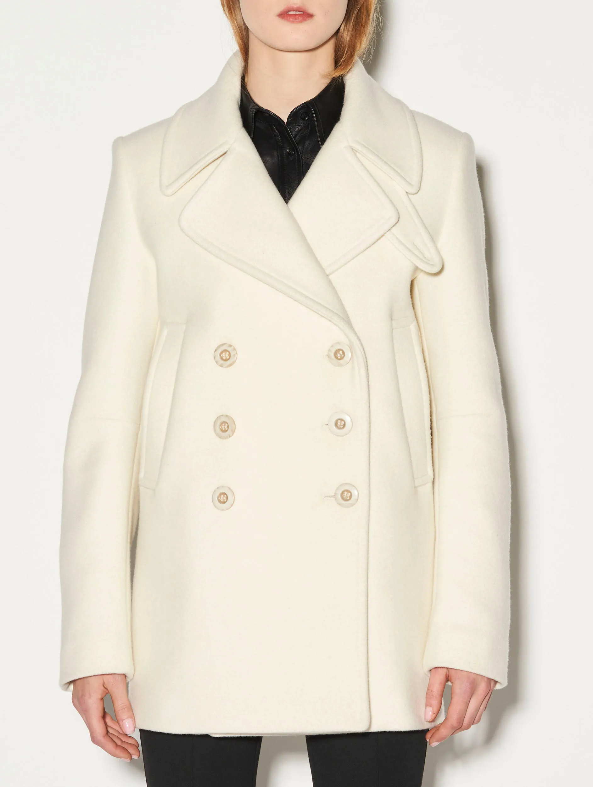 ivory wool and cashmere peacoat