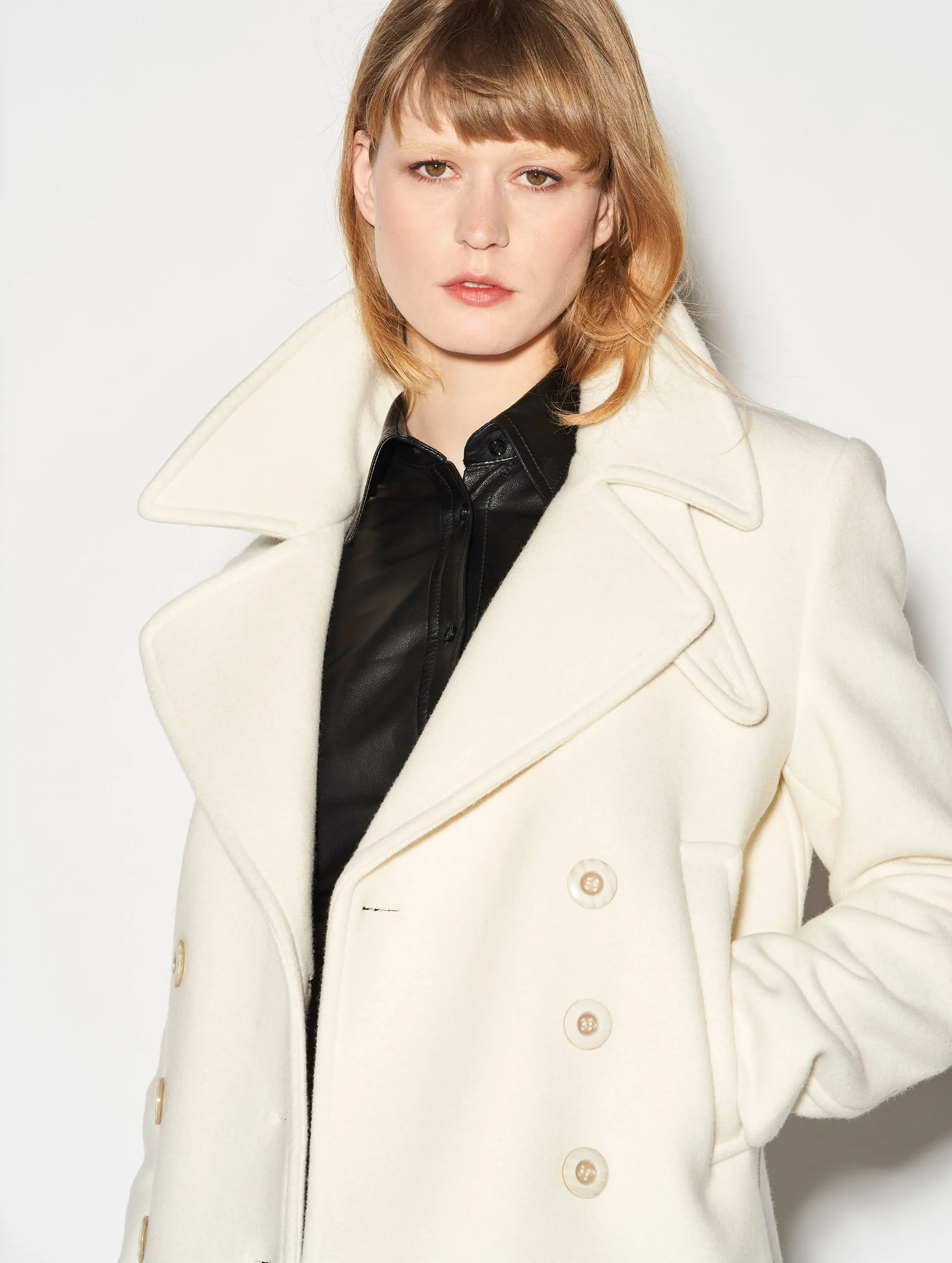 ivory wool and cashmere peacoat