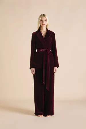 Jagger Burgundy Pyjamas in Silk Velvet