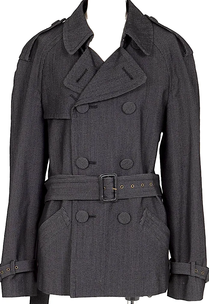 Jean-Paul GAULTIER PARIS. CLASSIQUE. Black/Grey Nylon Blend Trench Jacket