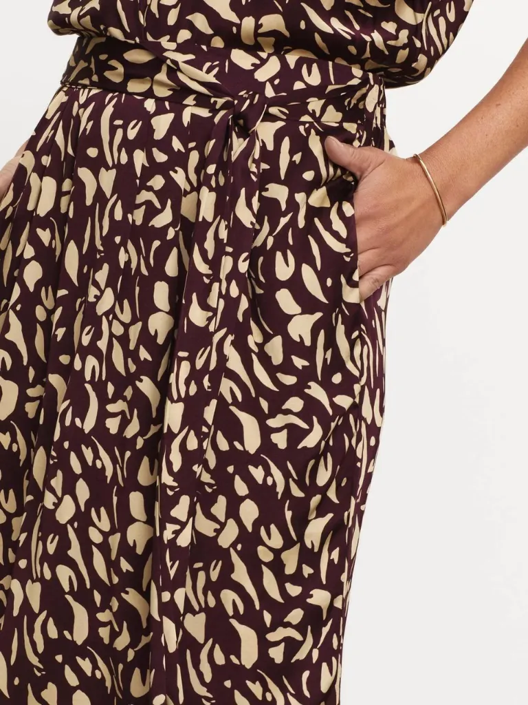 Juno Printed Satin Skirt in Malbec