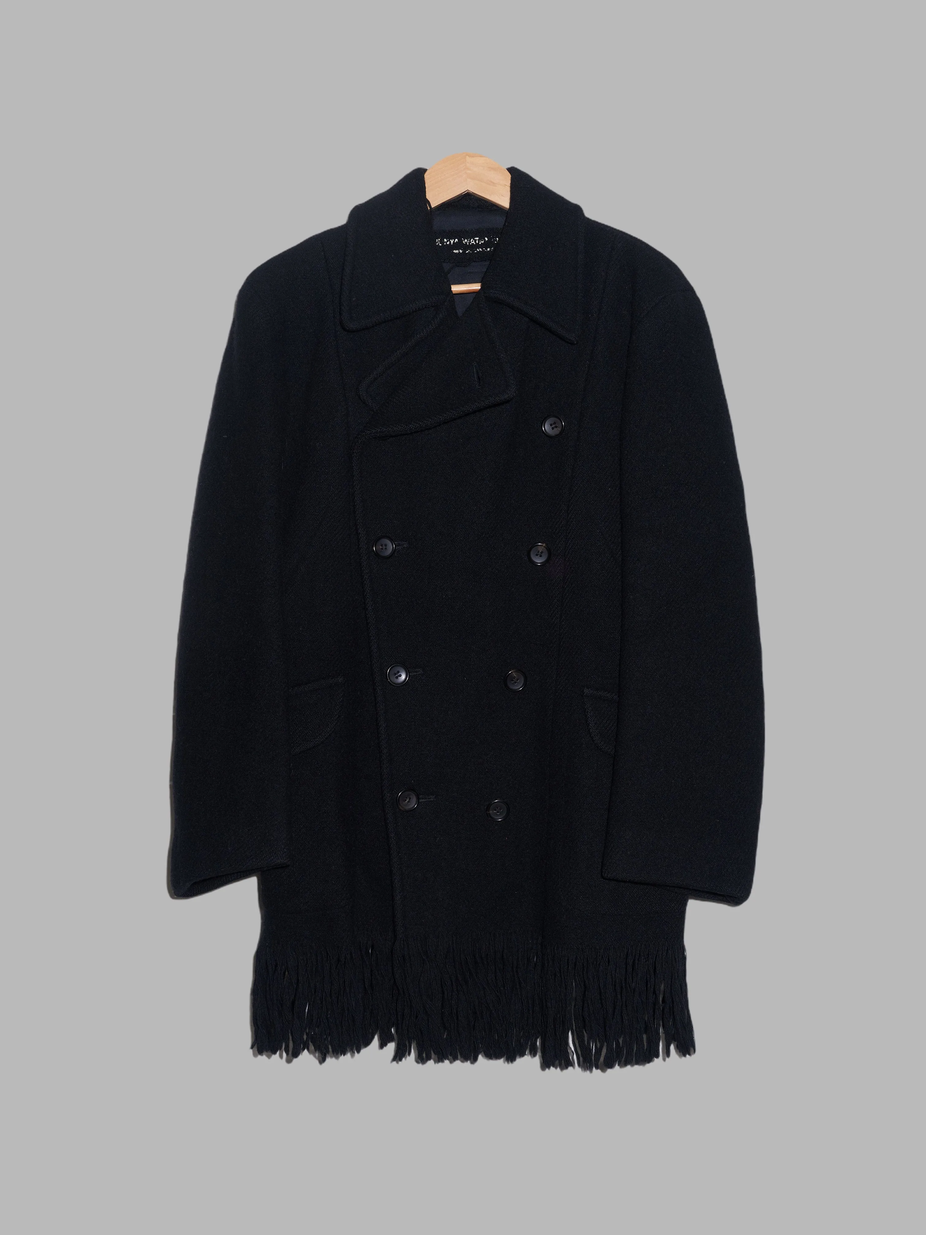 Junya Watanabe Comme des Garcons AW1992 black wool melton tassel hem peacoat