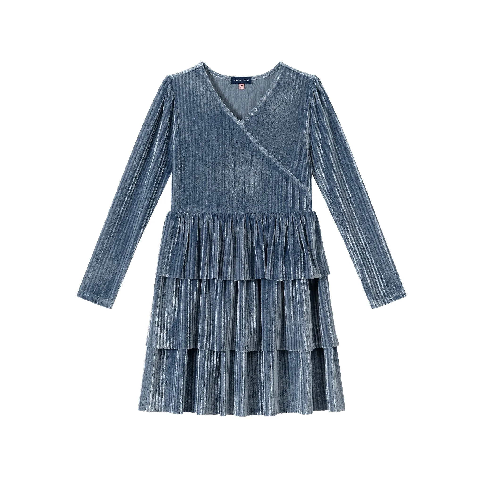 Kids (7-16) Lurex Tiered Dress | Periwinkle Velvet