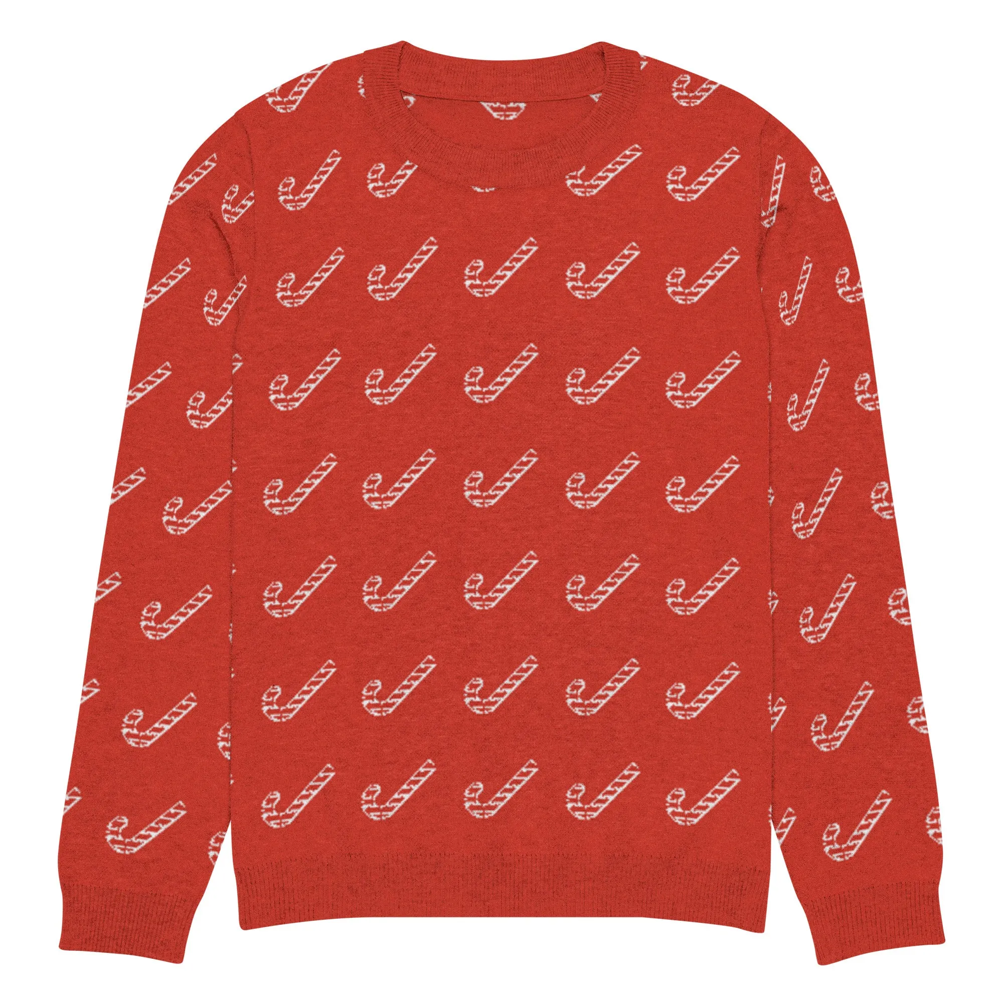 Knitted Crew Neck Sweater - Candy Cane (Glamourange Christmas Knitted Crew Neck Sweater - All-Over Pattern)