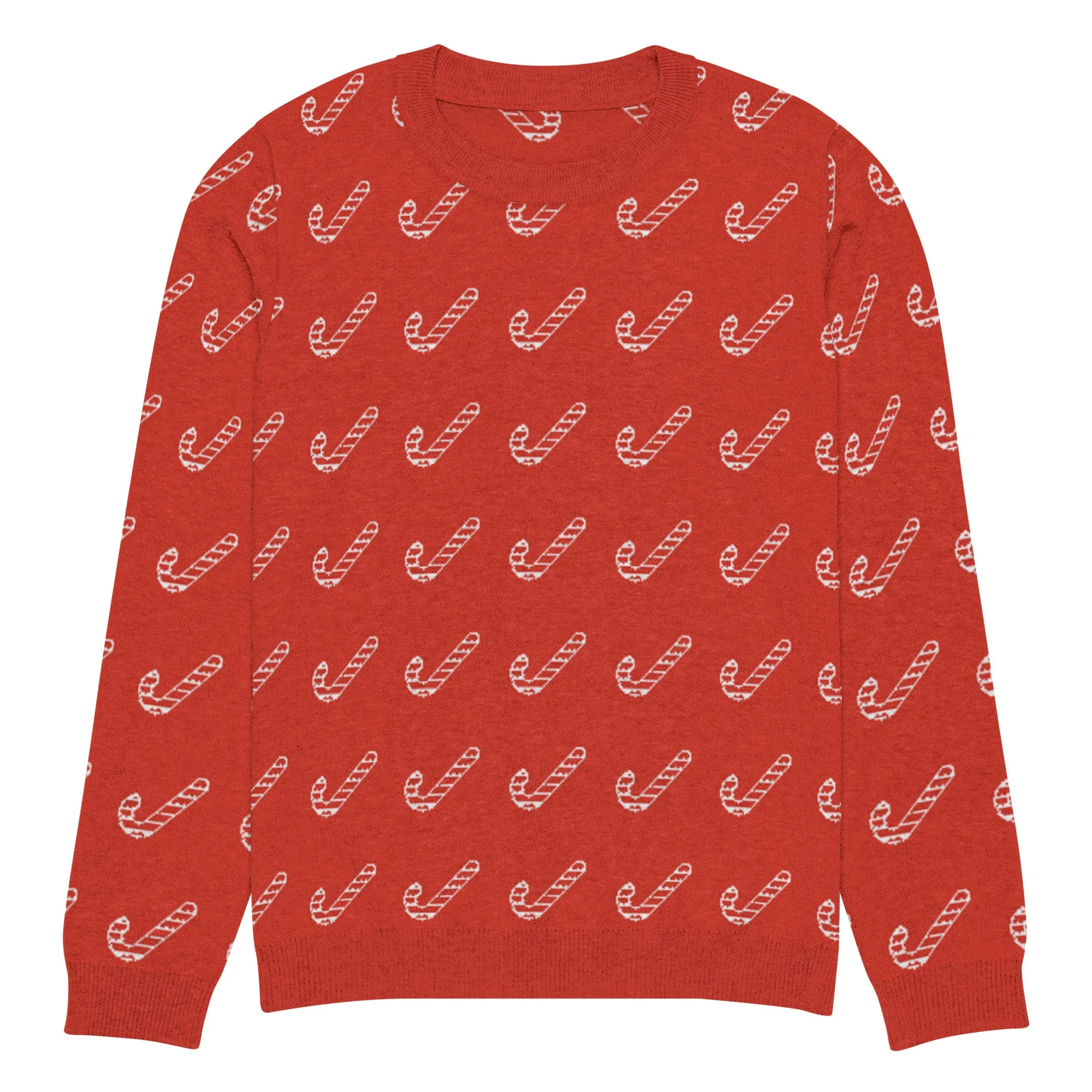 Knitted Crew Neck Sweater - Candy Cane (Glamourange Christmas Knitted Crew Neck Sweater - All-Over Pattern)