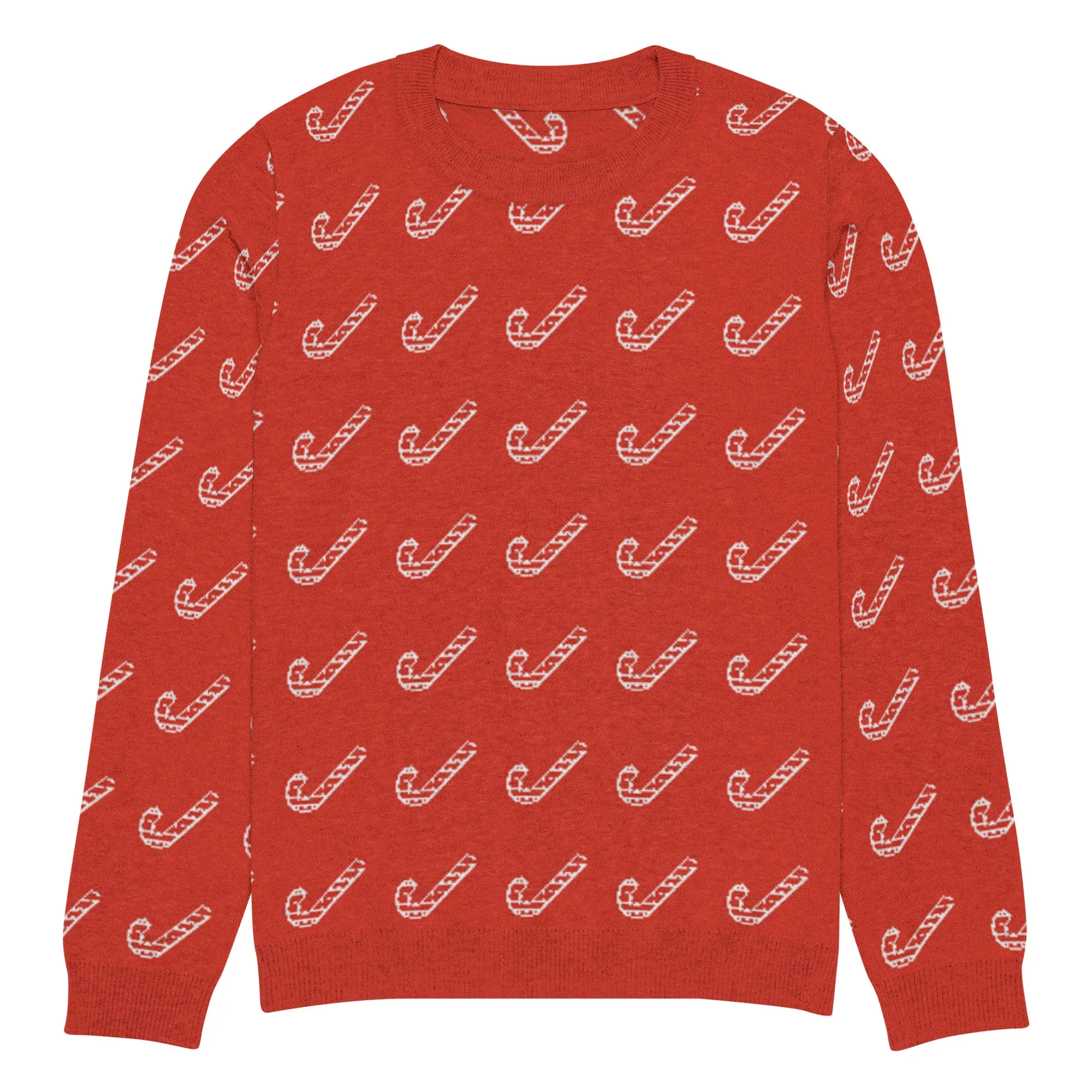 Knitted Crew Neck Sweater - Candy Cane (Glamourange Christmas Knitted Crew Neck Sweater - All-Over Pattern)