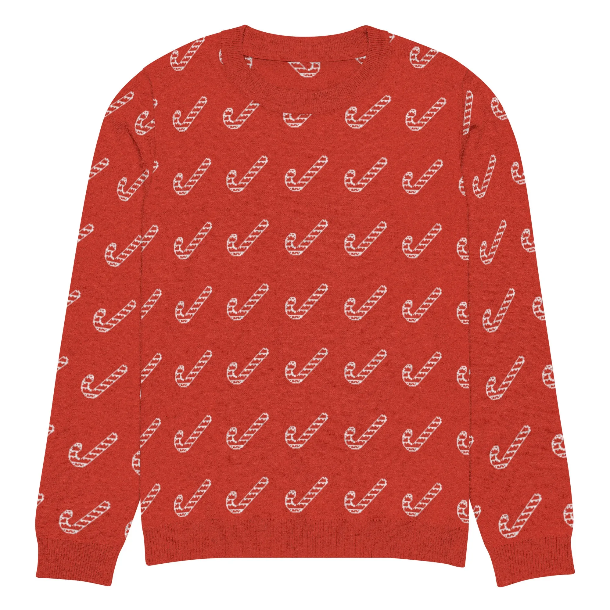 Knitted Crew Neck Sweater - Candy Cane (Glamourange Christmas Knitted Crew Neck Sweater - All-Over Pattern)