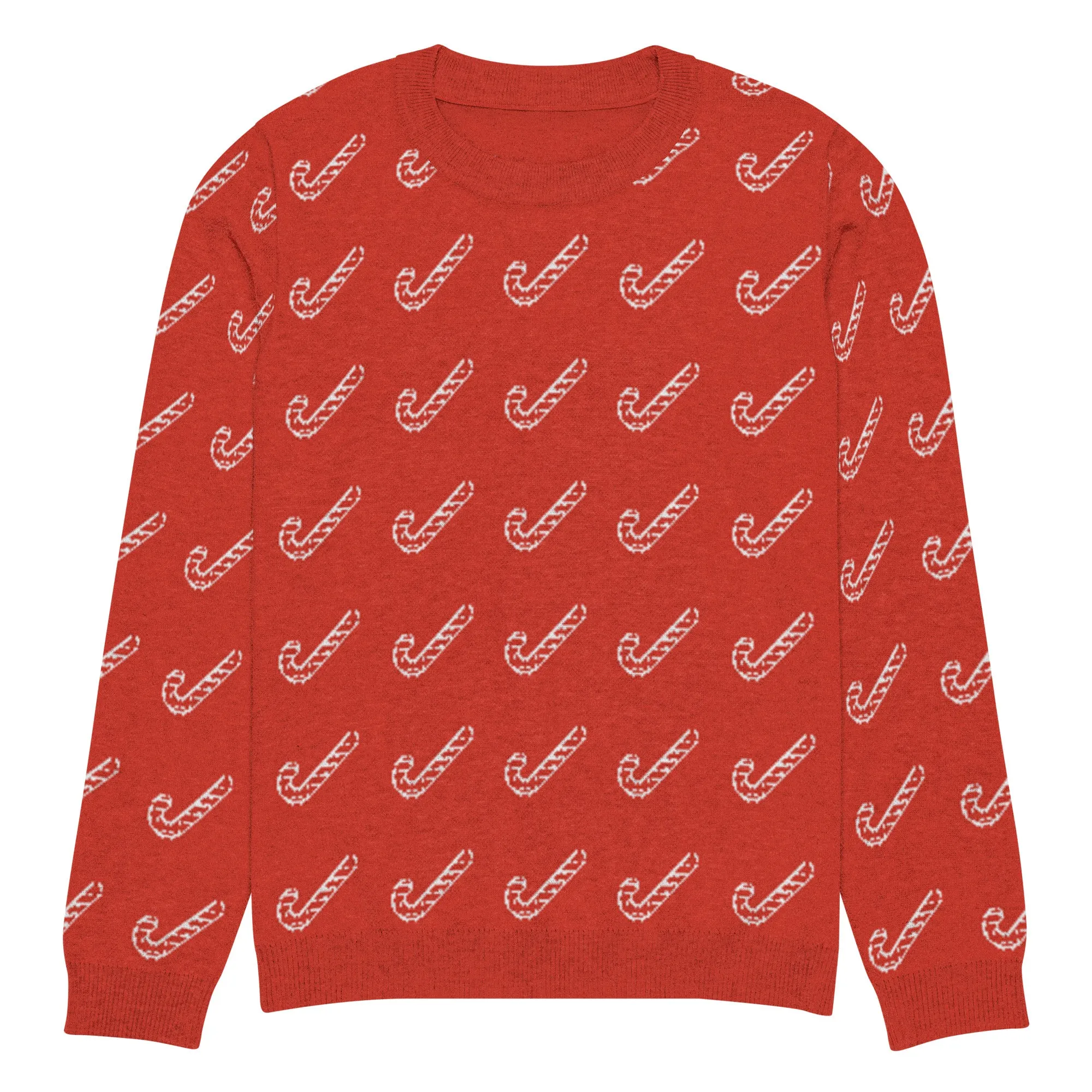 Knitted Crew Neck Sweater - Candy Cane (Glamourange Christmas Knitted Crew Neck Sweater - All-Over Pattern)