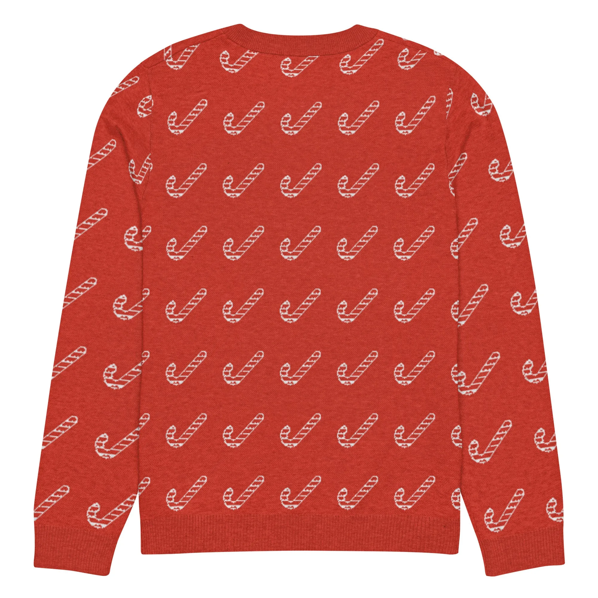 Knitted Crew Neck Sweater - Candy Cane (Glamourange Christmas Knitted Crew Neck Sweater - All-Over Pattern)