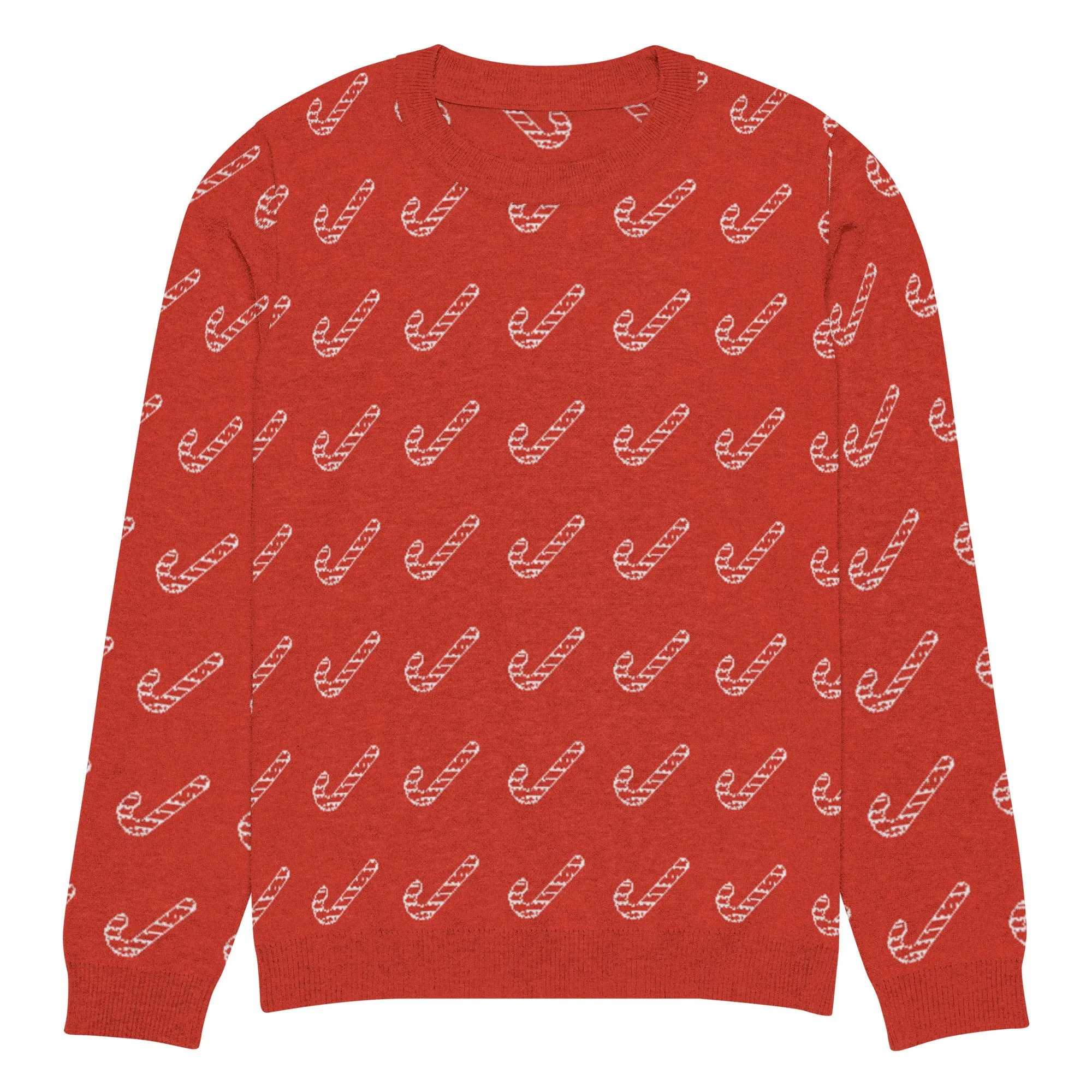 Knitted Crew Neck Sweater - Candy Cane (Glamourange Christmas Knitted Crew Neck Sweater - All-Over Pattern)