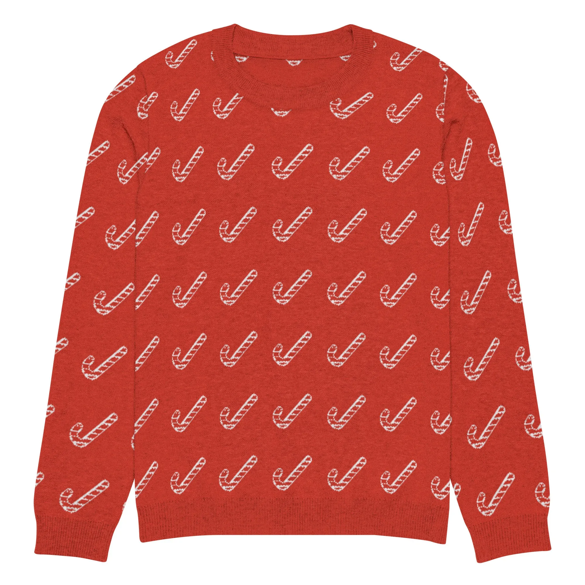 Knitted Crew Neck Sweater - Candy Cane (Glamourange Christmas Knitted Crew Neck Sweater - All-Over Pattern)