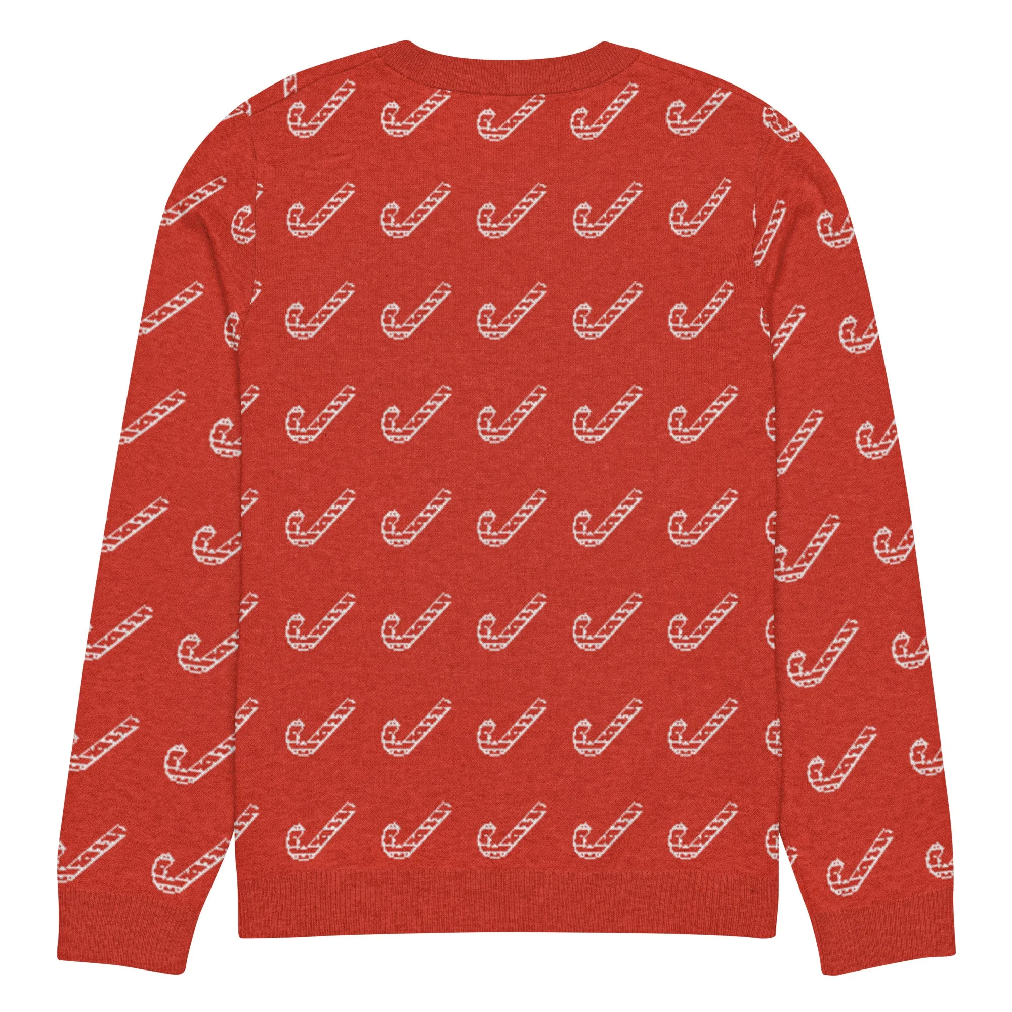 Knitted Crew Neck Sweater - Candy Cane (Glamourange Christmas Knitted Crew Neck Sweater - All-Over Pattern)