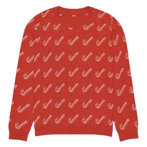 Knitted Crew Neck Sweater - Candy Cane (Glamourange Christmas Knitted Crew Neck Sweater - All-Over Pattern)