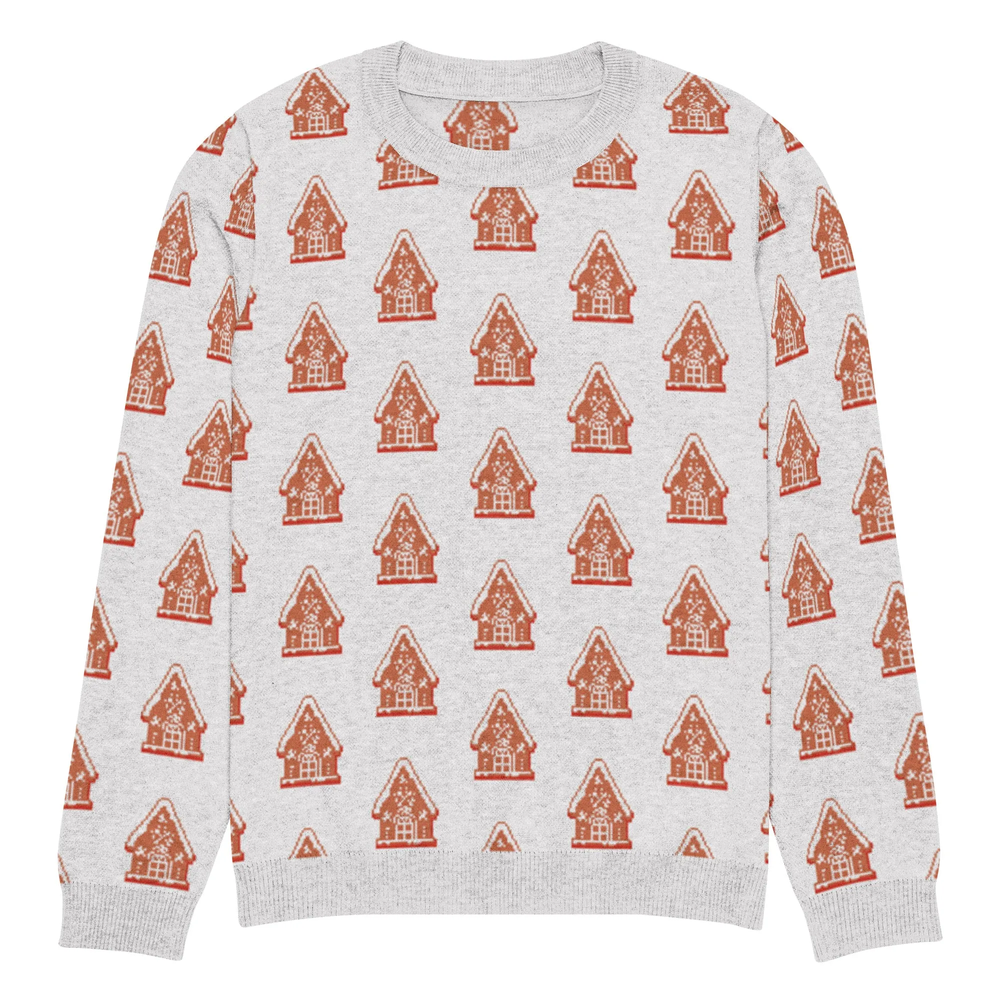 Knitted Crew Neck Sweater - Gingerbread House (Glamourange Christmas Knitted Crew Neck Sweater - All-Over Pattern)