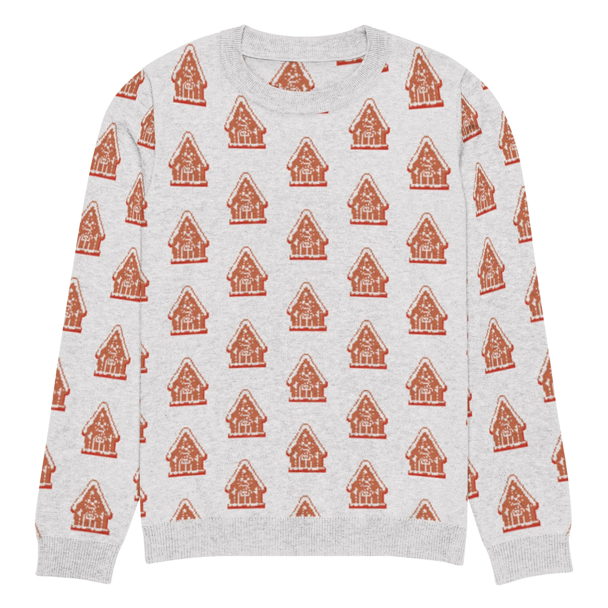 Knitted Crew Neck Sweater - Gingerbread House (Glamourange Christmas Knitted Crew Neck Sweater - All-Over Pattern)