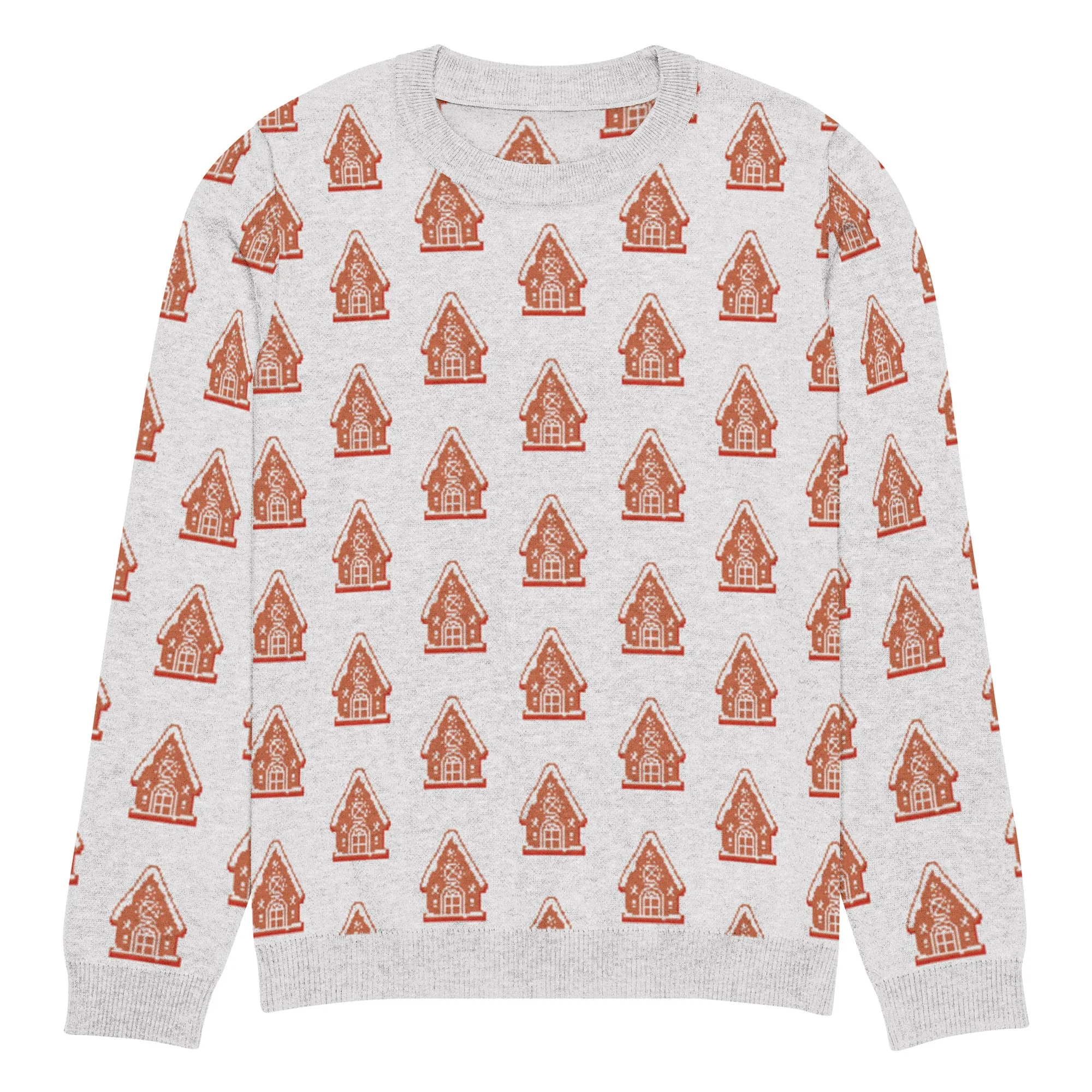 Knitted Crew Neck Sweater - Gingerbread House (Glamourange Christmas Knitted Crew Neck Sweater - All-Over Pattern)