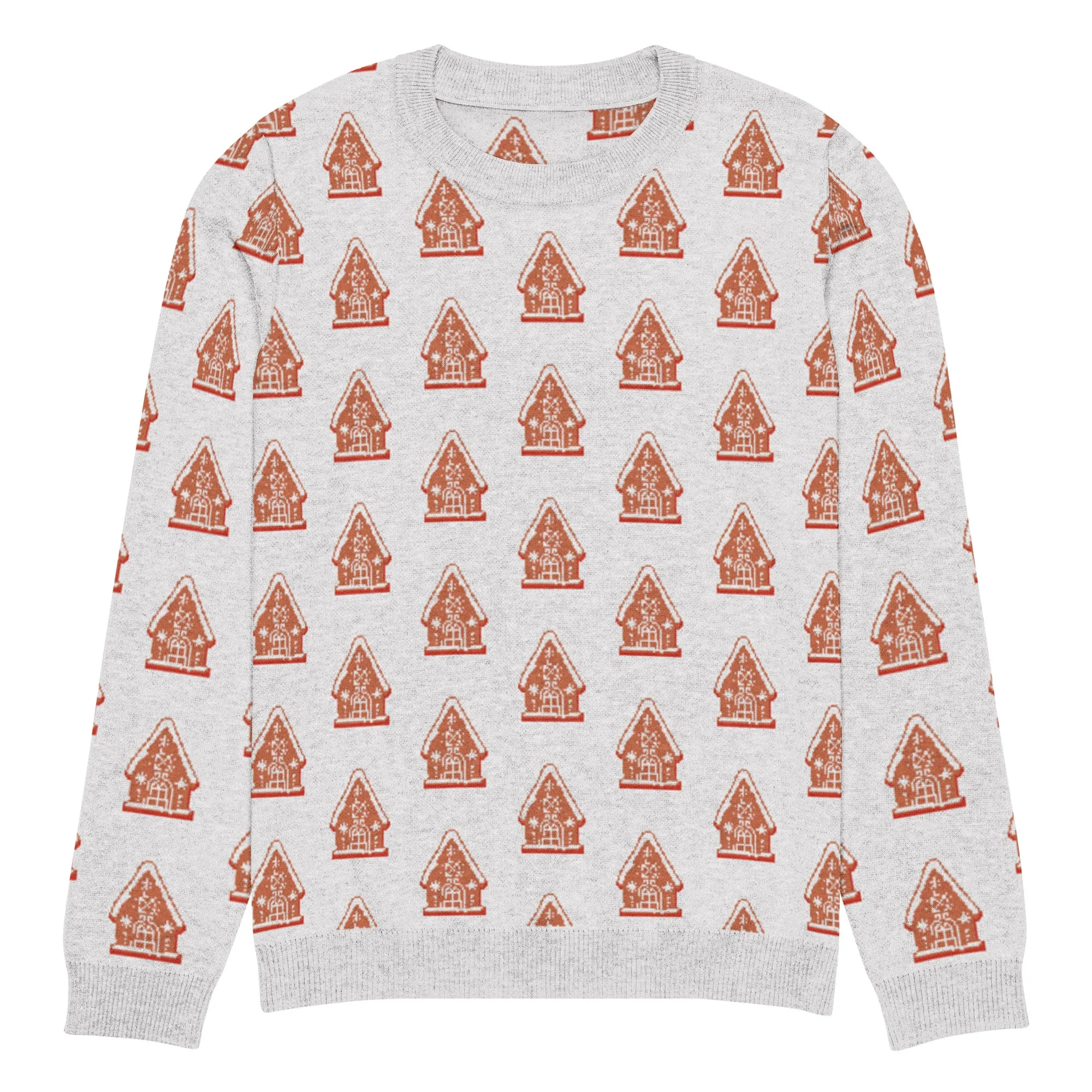 Knitted Crew Neck Sweater - Gingerbread House (Glamourange Christmas Knitted Crew Neck Sweater - All-Over Pattern)