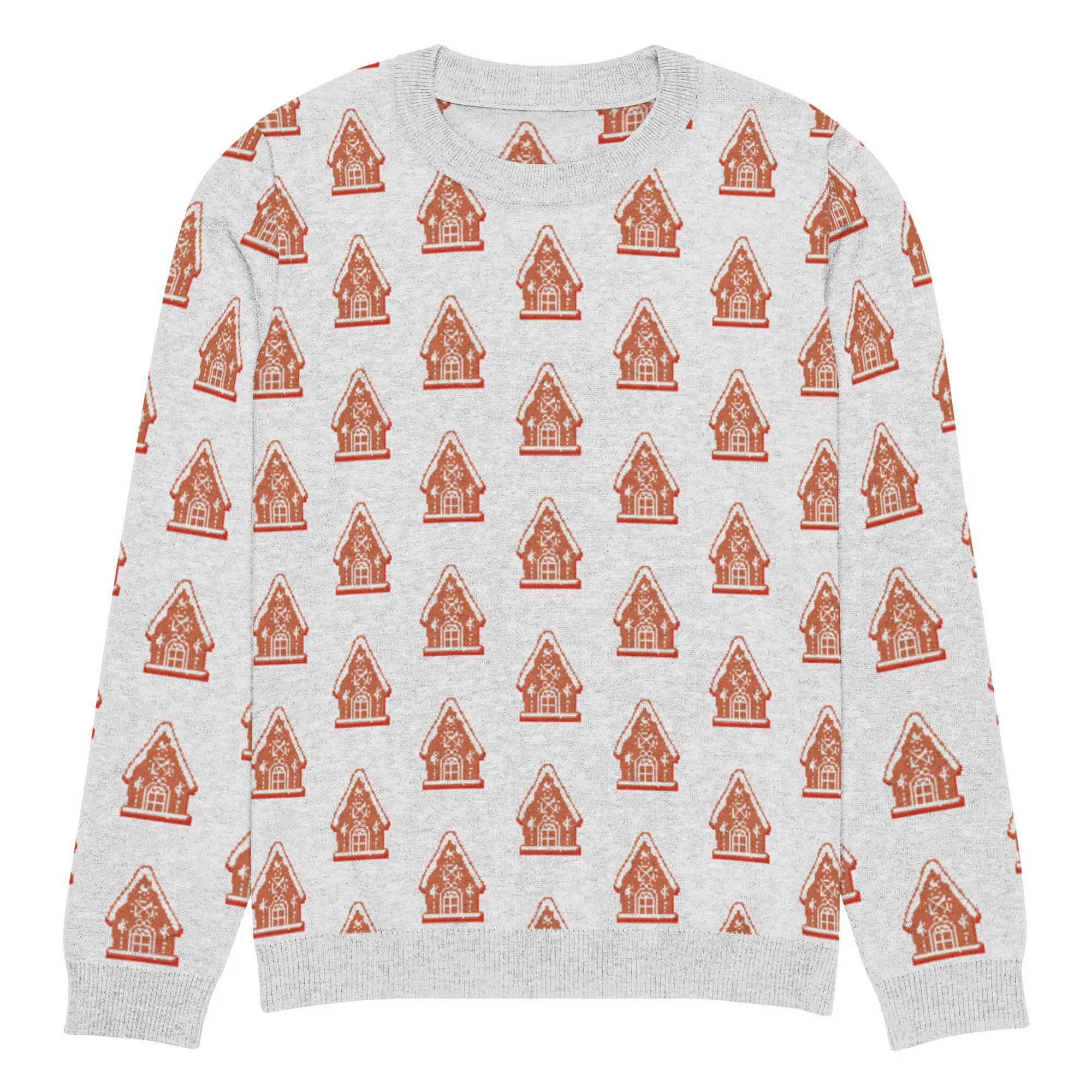 Knitted Crew Neck Sweater - Gingerbread House (Glamourange Christmas Knitted Crew Neck Sweater - All-Over Pattern)