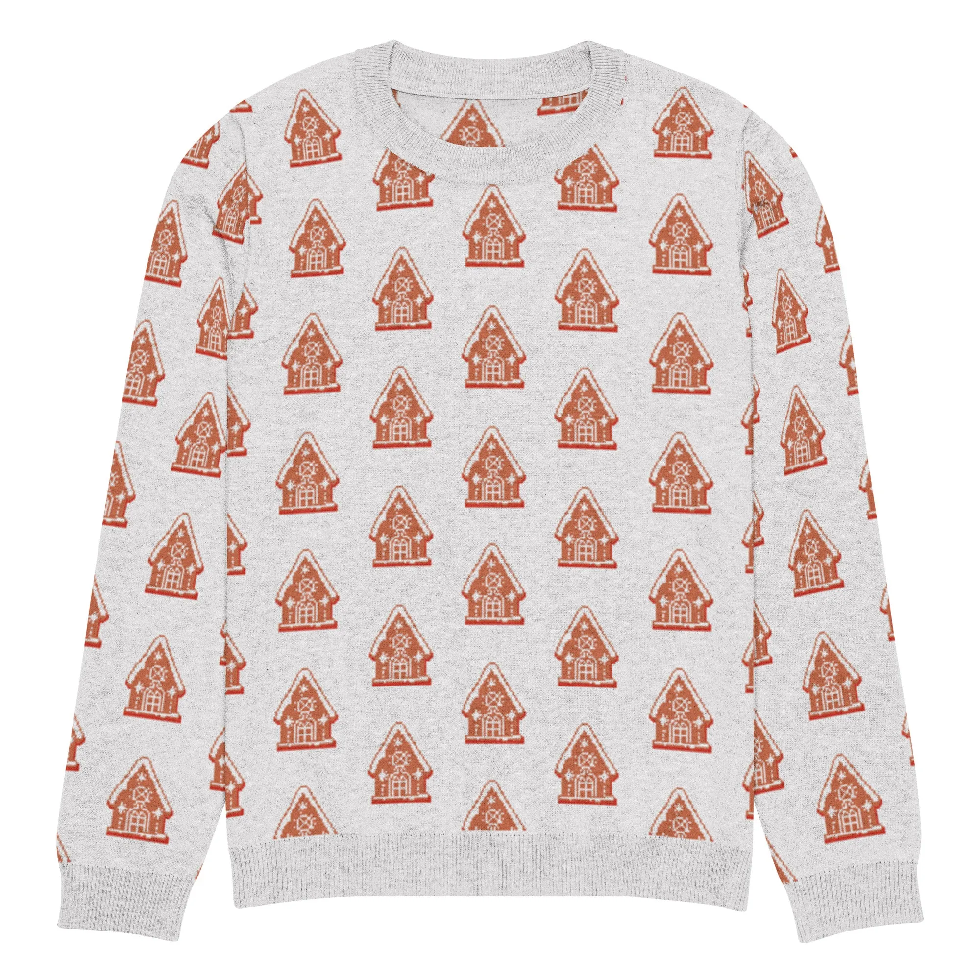 Knitted Crew Neck Sweater - Gingerbread House (Glamourange Christmas Knitted Crew Neck Sweater - All-Over Pattern)