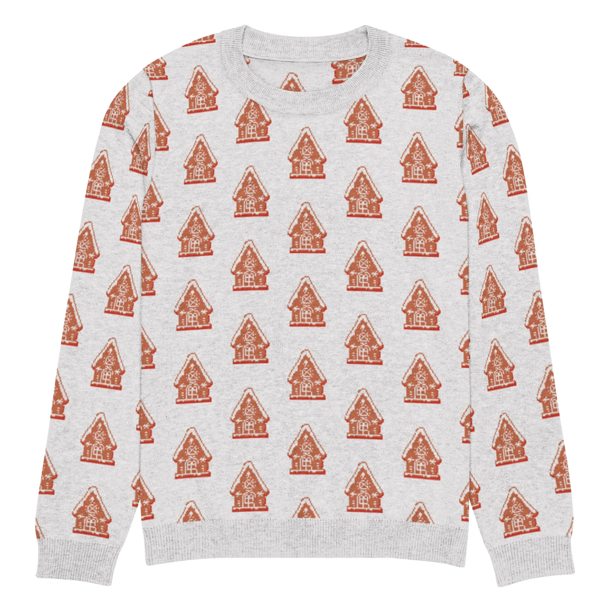 Knitted Crew Neck Sweater - Gingerbread House (Glamourange Christmas Knitted Crew Neck Sweater - All-Over Pattern)